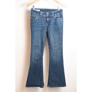 Gap Y2K Flare Low Rise Jeans Womens 27 4R Medium Wash Stretch Denim